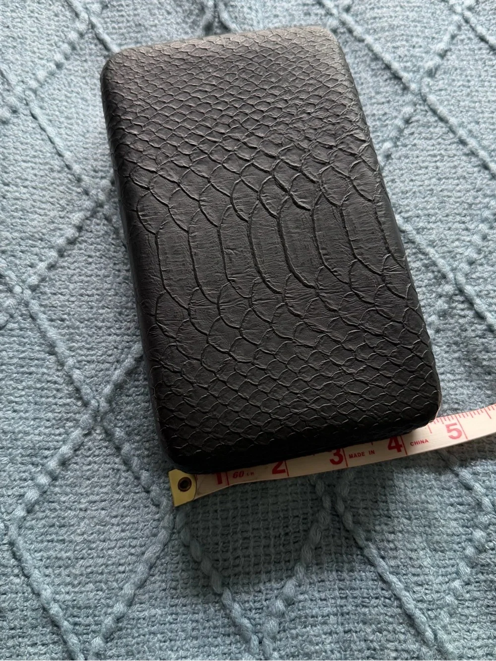 Black Textured Snake-Embossed clutch